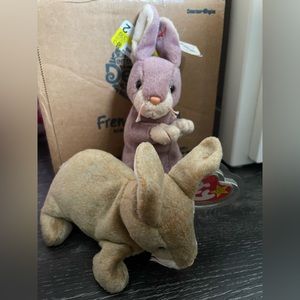 Two bunny beanie babies